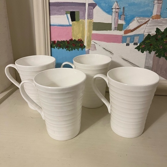 Mikasa Other - Mikasa Ciara Elegant White Ceramic 10 oz. Mugs Set of Four